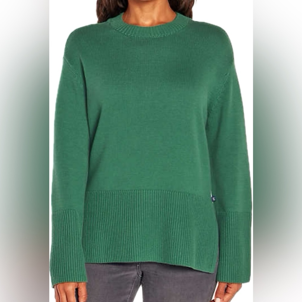 Gap split-hem cotton crewneck sweater, green